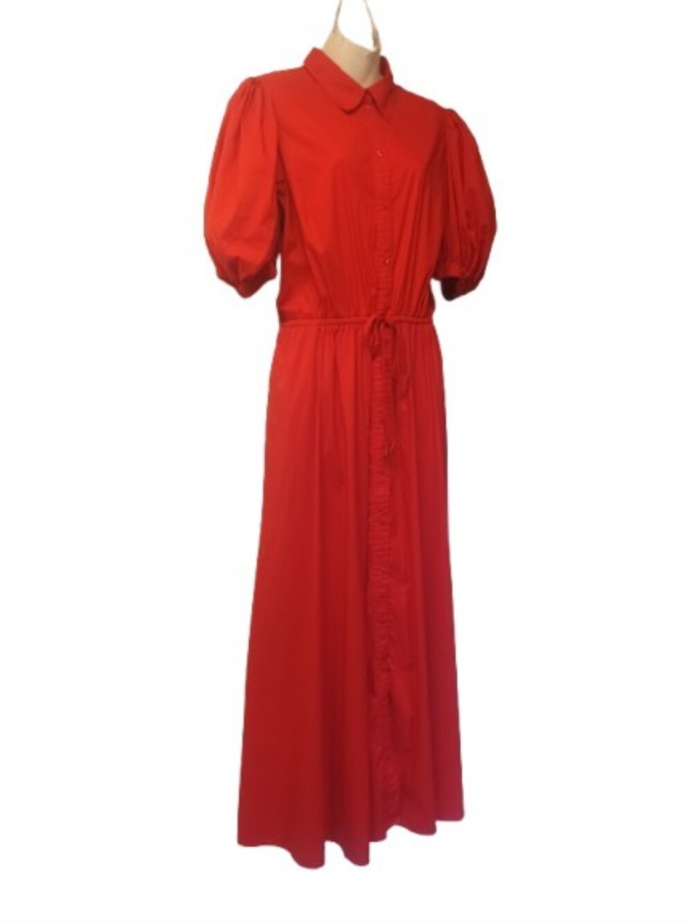 Ralph Lauren Puff Sleeves Midi Red Dress Black Label Size: 14 - Picture 3 of 10